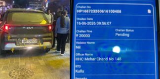 हिमाचल प्रदेश के मनाली में एक कार को नो एंट्री में घुसना महंगा
