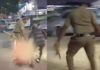 हैदराबाद में एक होमगार्ड ने महिला को बाल पकड़कर जमीन पर घसीटा और खूब पीटा